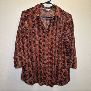Como Vintage Abstract 90s Burnout Print Button Down Blouse Size Medium